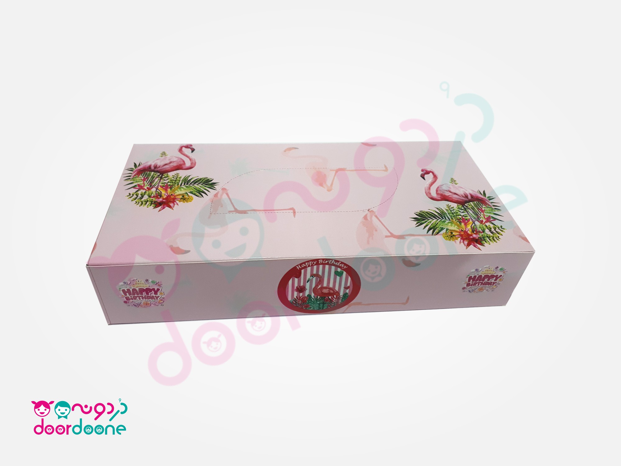 جعبه دستمال کاغذی تم فلامینگو (flamingo)